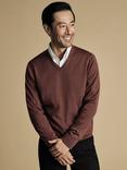 Charles Tyrwhitt Merino Wool V-Neck Jumper, Rosewood