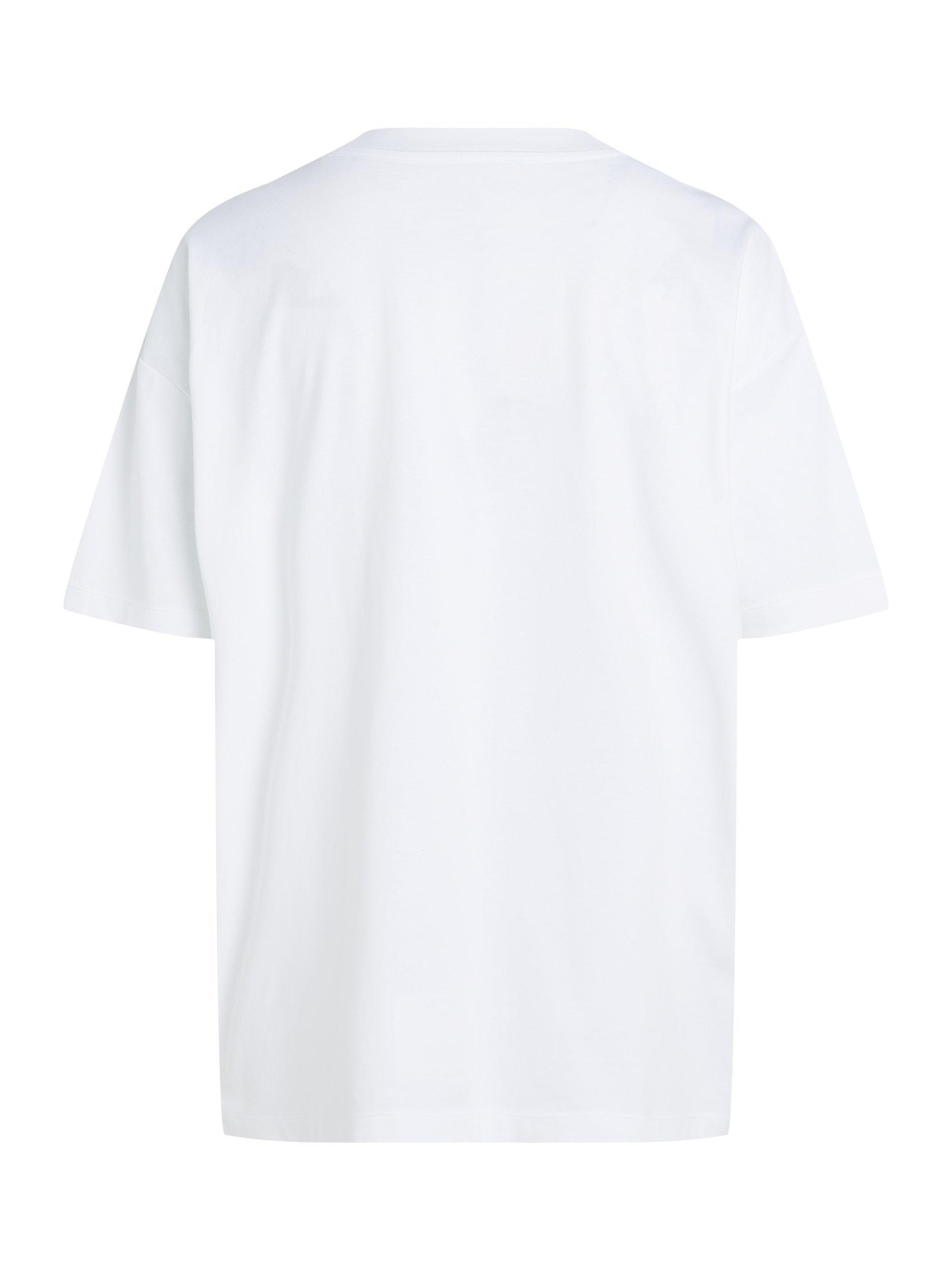 Product image 2 of 6, which shows Calvin Klein Jeans Textured Mono Logo Boyfriend T-Shirt, Bright White, M