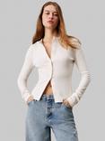 Calvin Klein Jeans Textured Ribbed Cardigan, Ivory