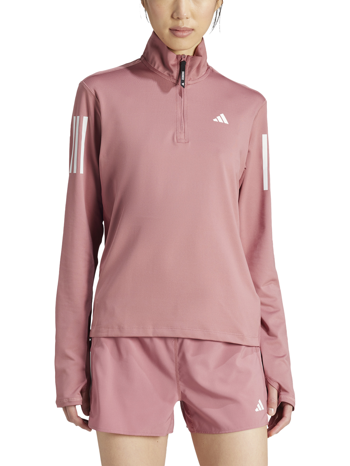 adidas Own The Run Half-Zip Long Sleeve Running Top, Preloved Crimson