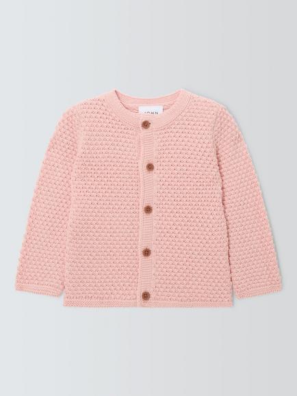 John Lewis Baby Chunky Cardigan, Pink, Pink