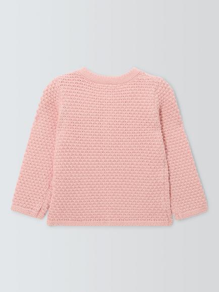 John Lewis Baby Chunky Cardigan, Pink - view 2, Pink