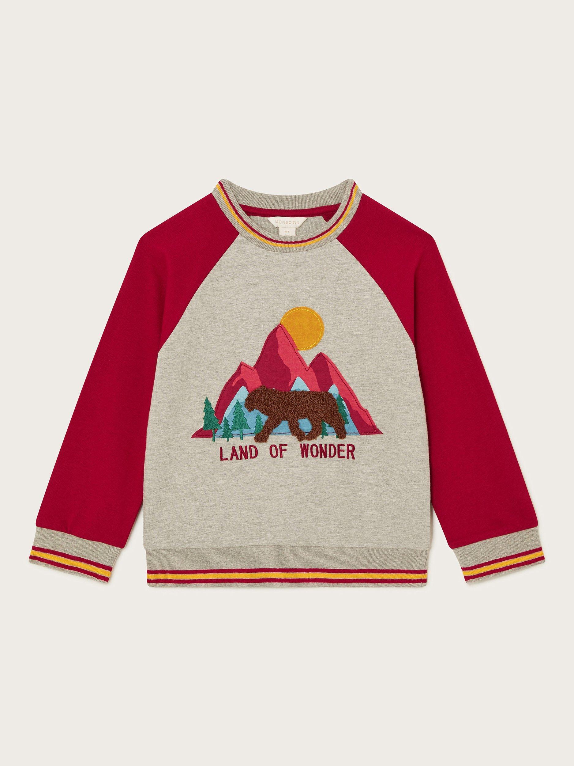 Monsoon Kids' Raglan Logo Sweatshirt, Grey/Multi