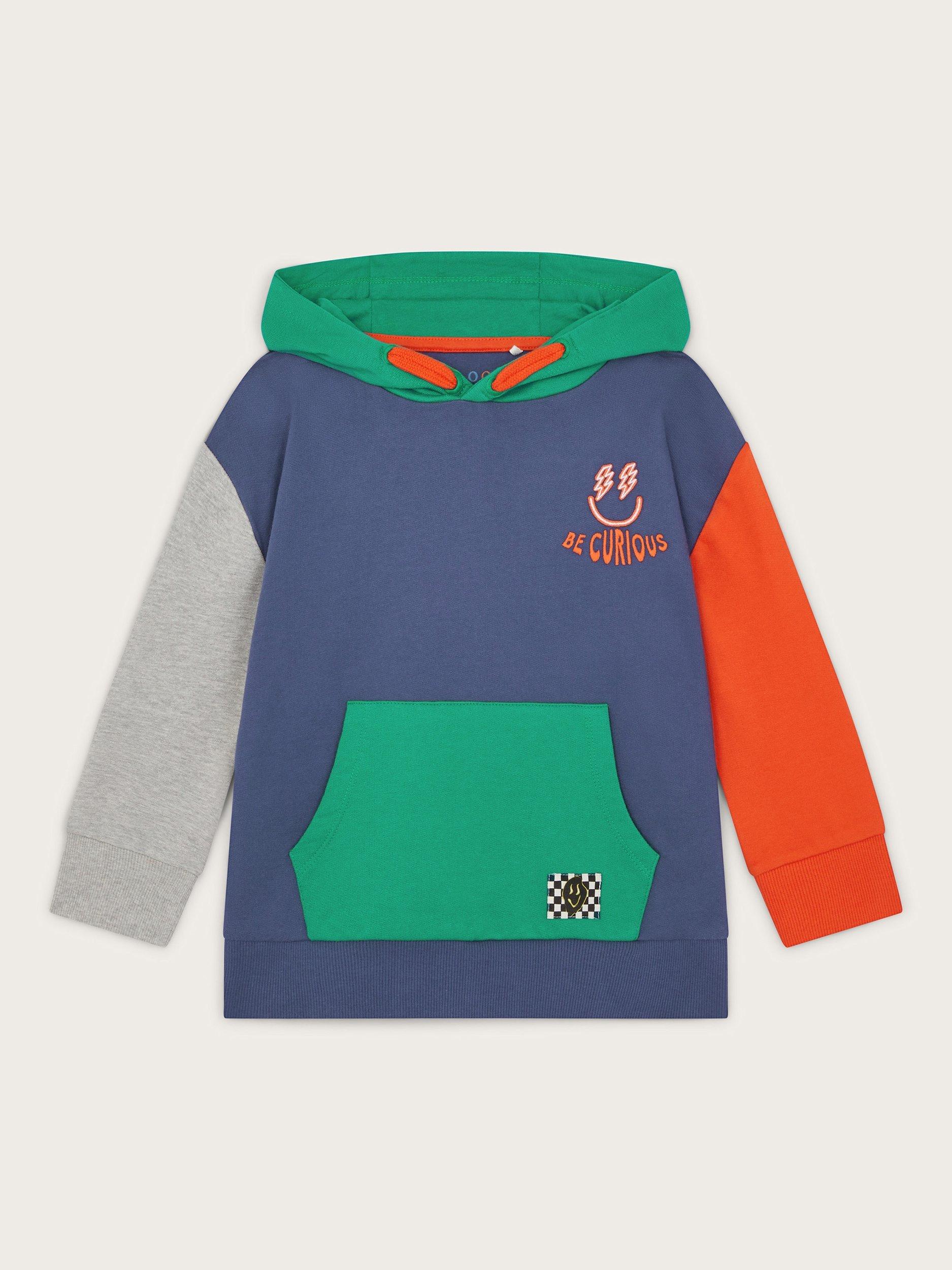 Monsoon Kids' Cotton Colour Block Hoodie, Multi