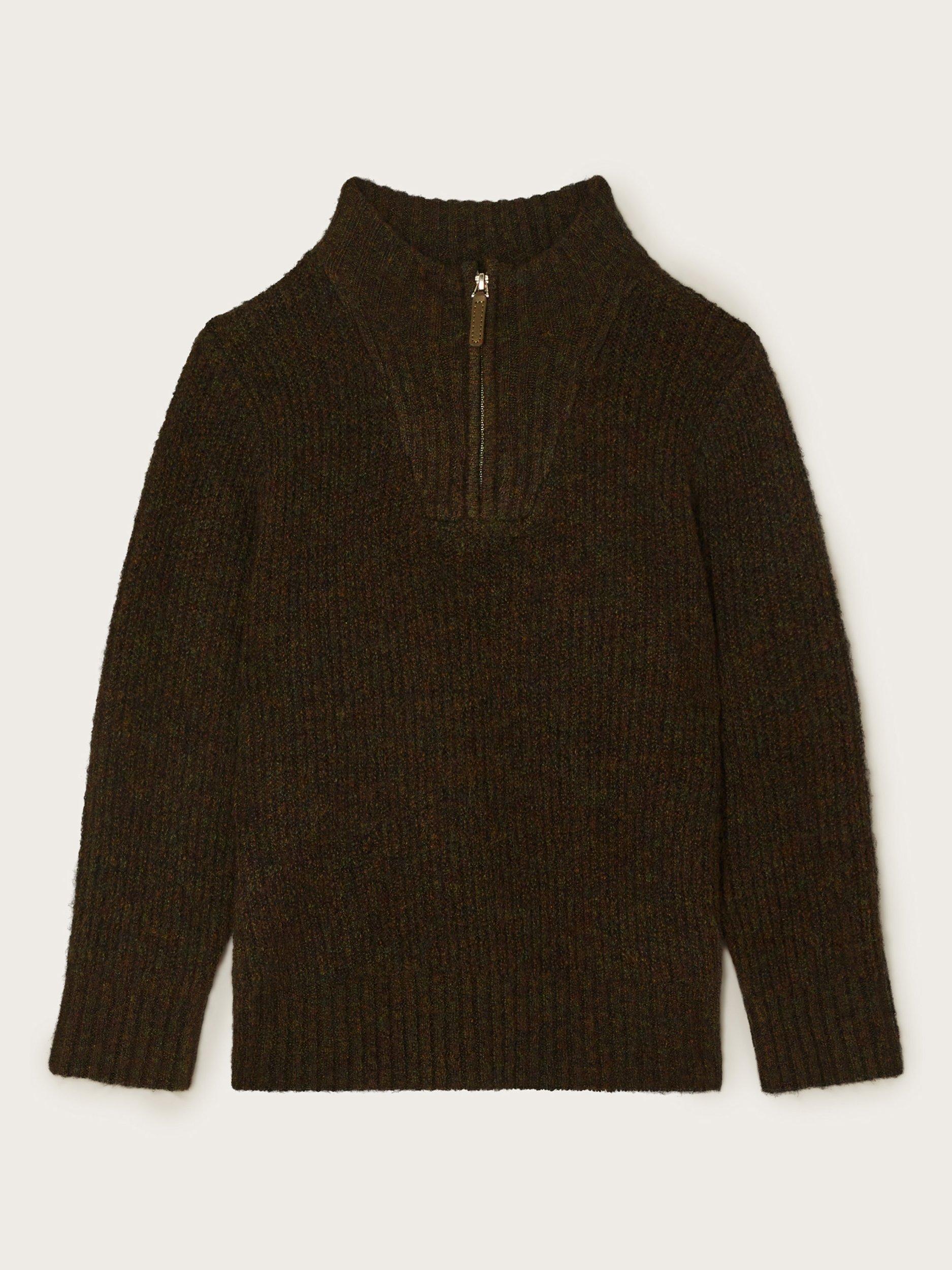 Monsoon Kids' Half Zip Jumper, Khaki