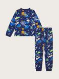 Monsoon Kids' Space Print Cotton Pyjamas, Blue