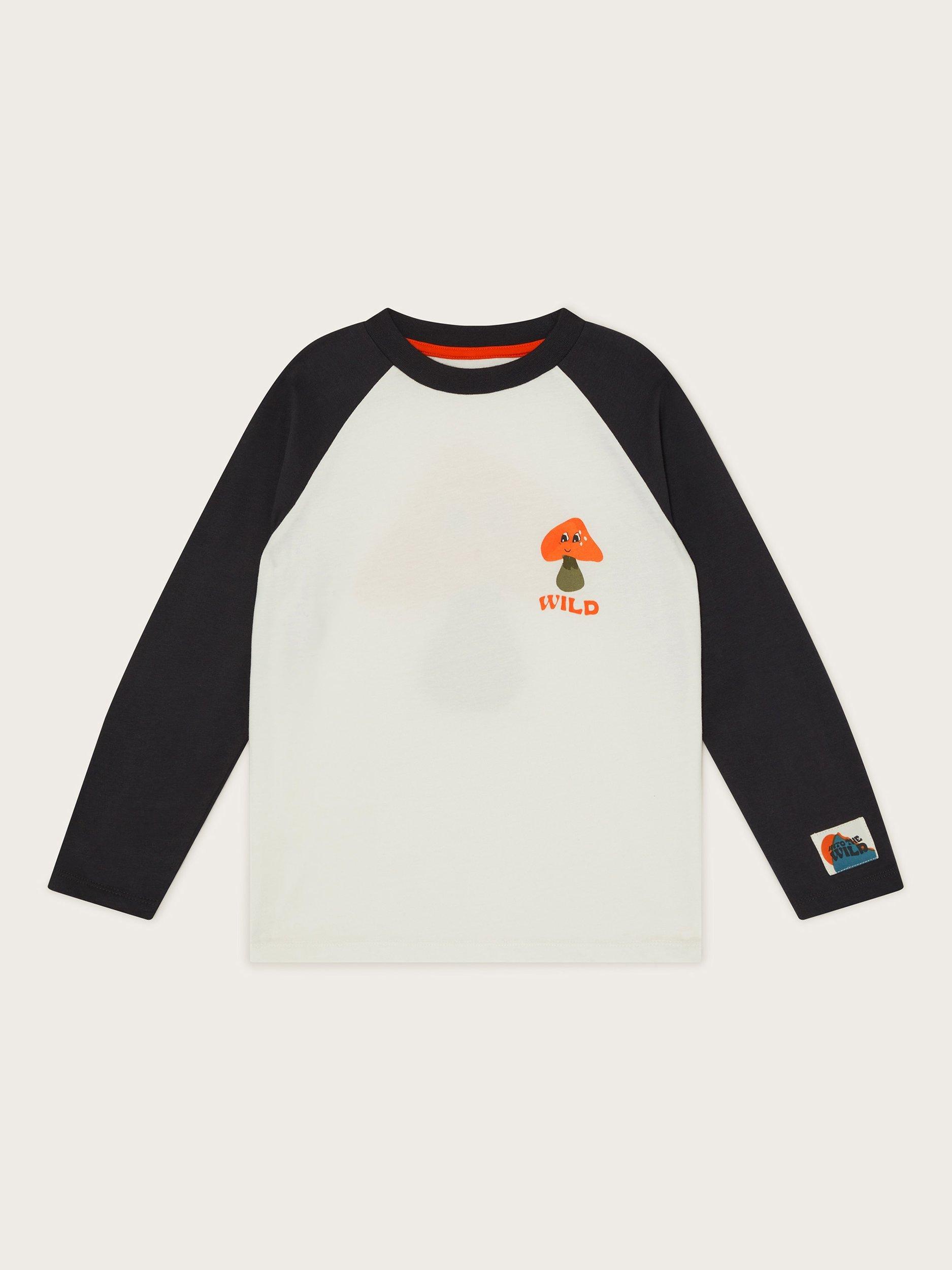 Monsoon Kids' Cotton Mushroom Graphic Colour Block Top, Grey