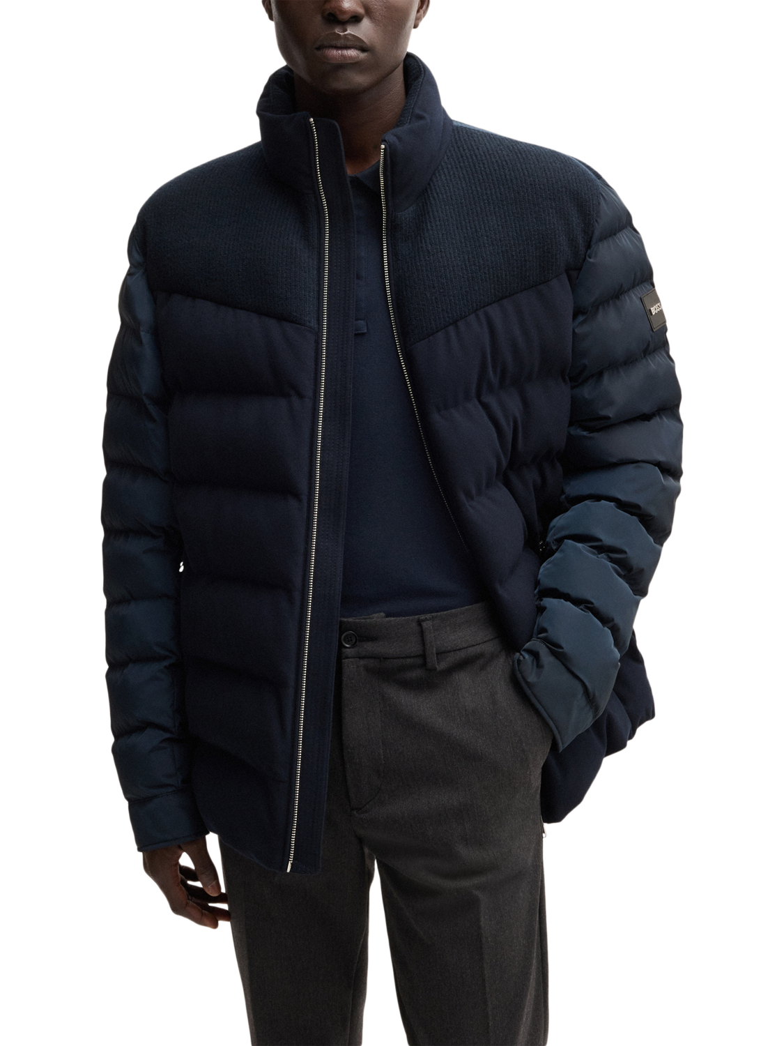 BOSS Regular Fit Quilted Jacket Dark Blue