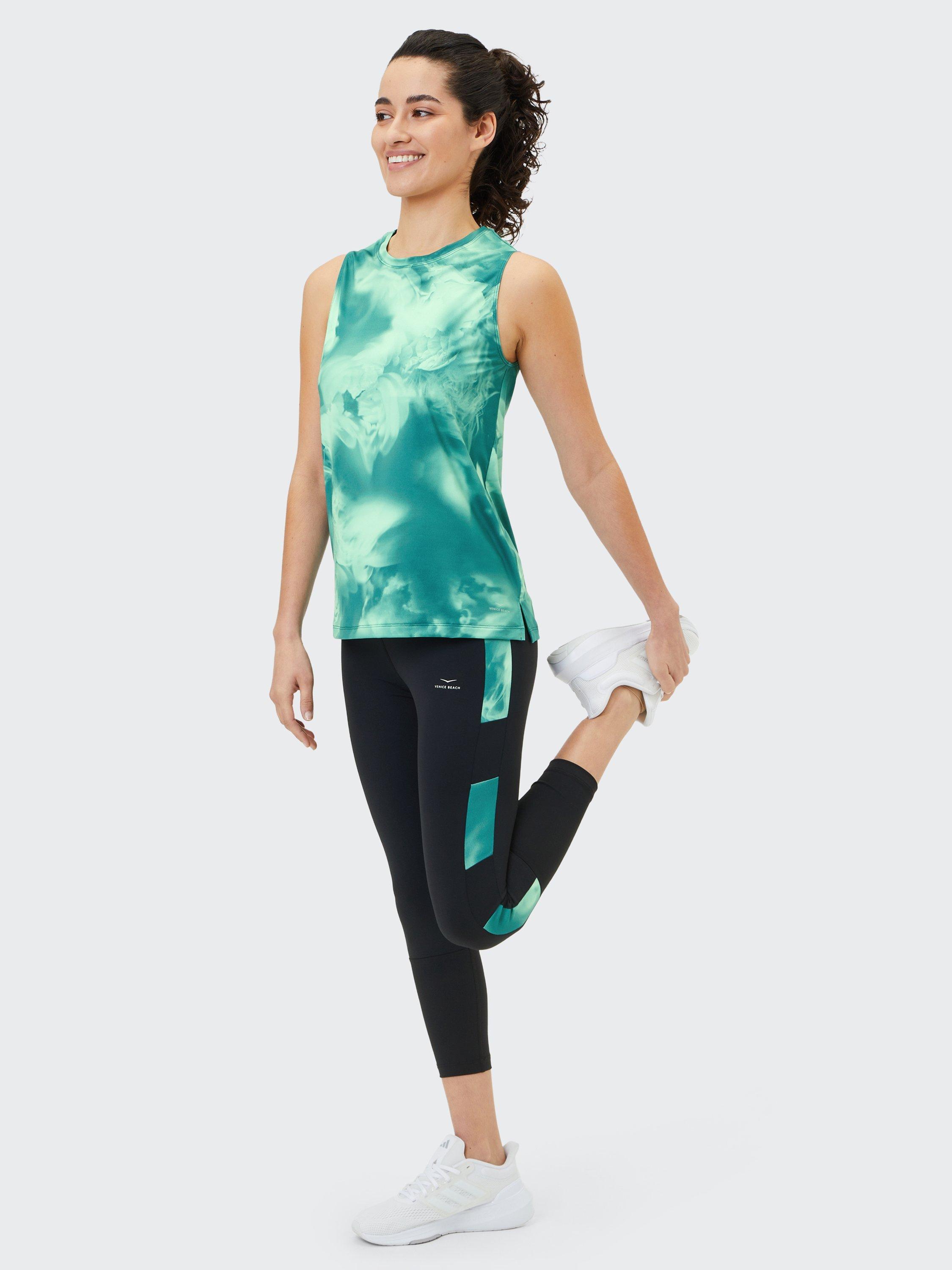Product image 3 of 7, which shows Venice Beach Mable 7/8 Length Women's Leggings, Black/Green, XS