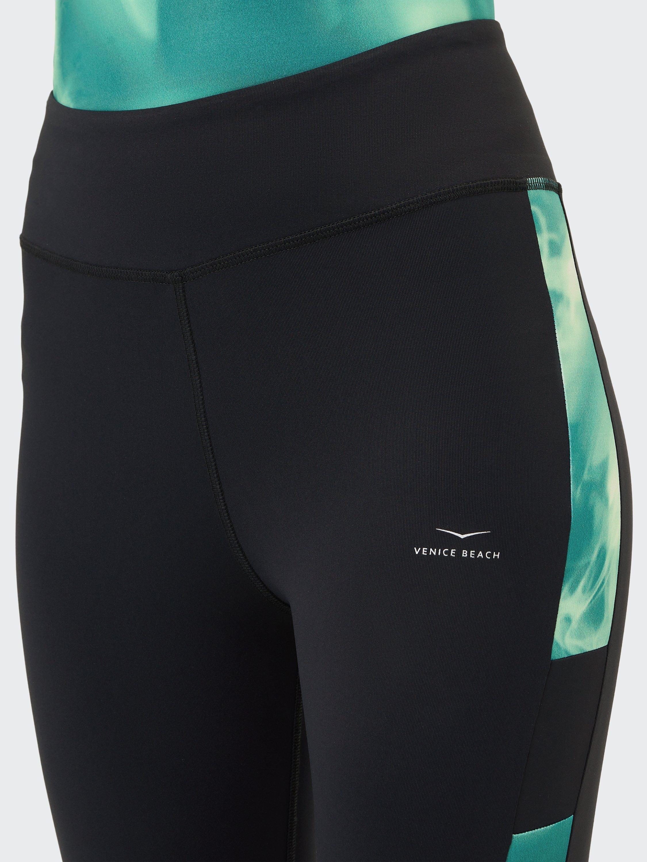 Product image 6 of 7, which shows Venice Beach Mable 7/8 Length Women's Leggings, Black/Green, XS