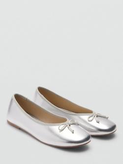 Mango Kids' Gigi Ballerina Shoes, Silver - view 2, Silver