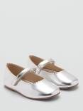 Mango Kids' Gigi Buckle Ballerina Shoes, Silver