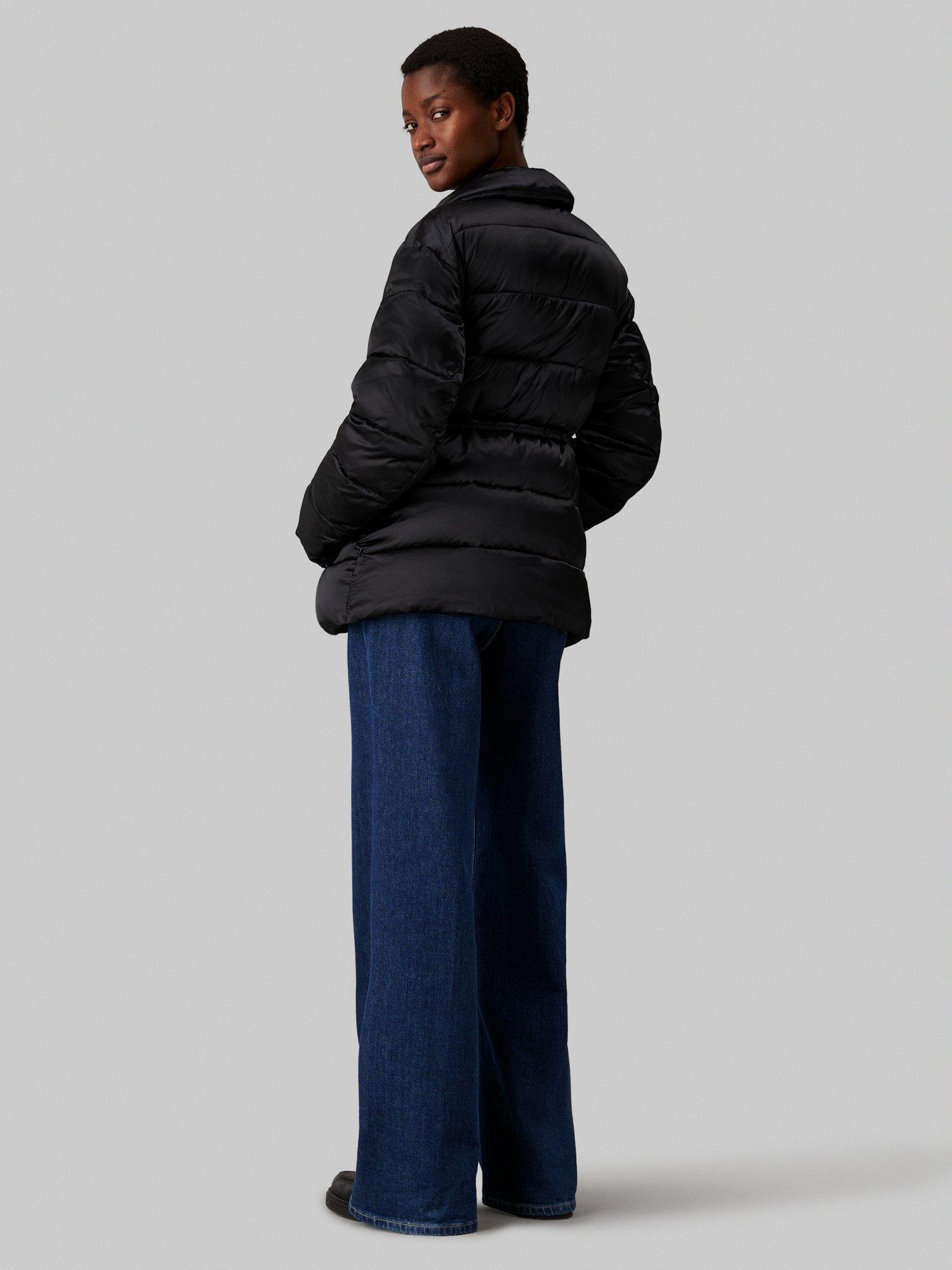 Product image 2 of 6, which shows Calvin Klein Jeans Padded Satin Drawsting Jacket, Black, L