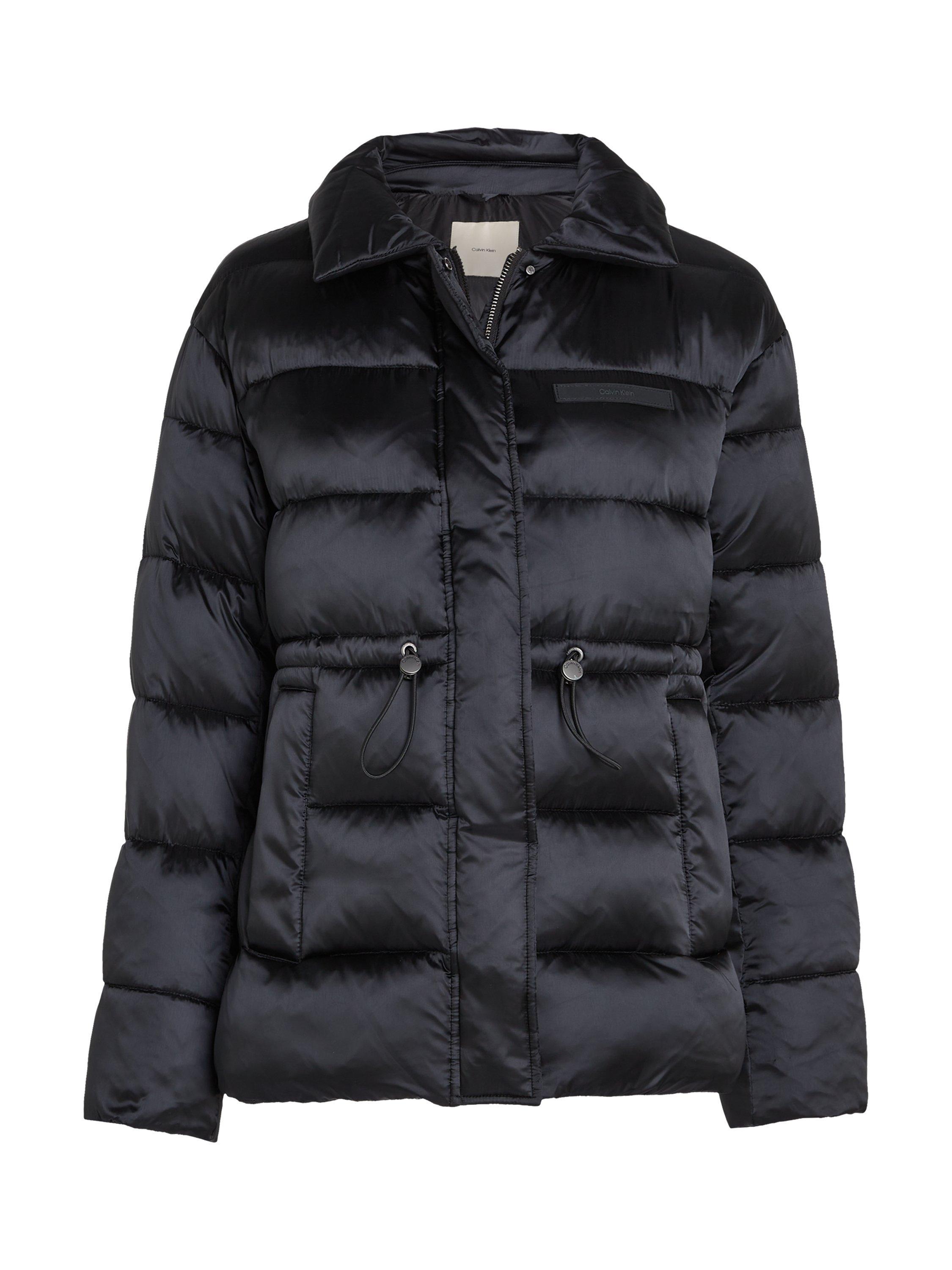 Product image 4 of 6, which shows Calvin Klein Jeans Padded Satin Drawsting Jacket, Black, L