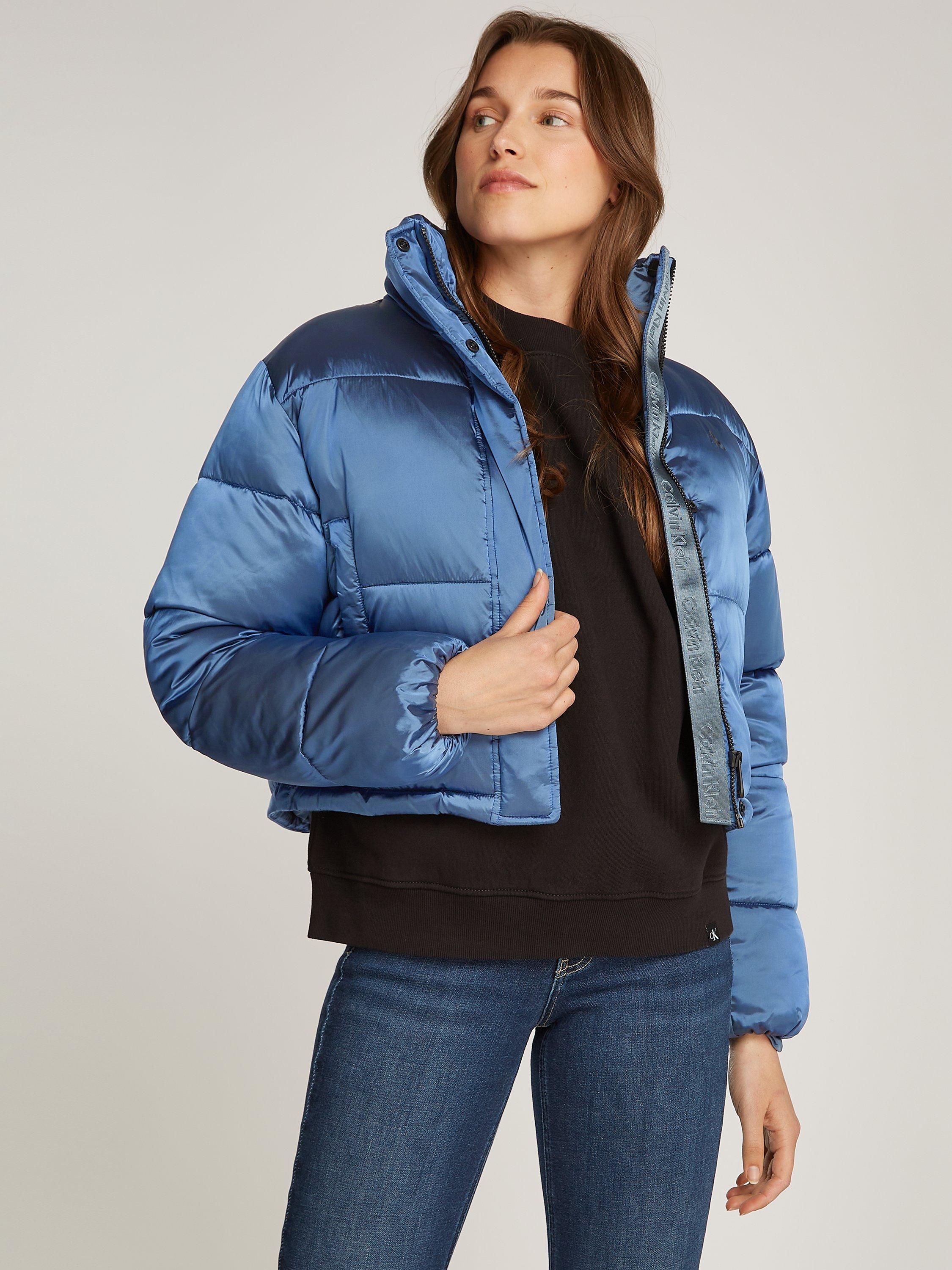 Calvin klein puffer coat with knit fashion sleeves