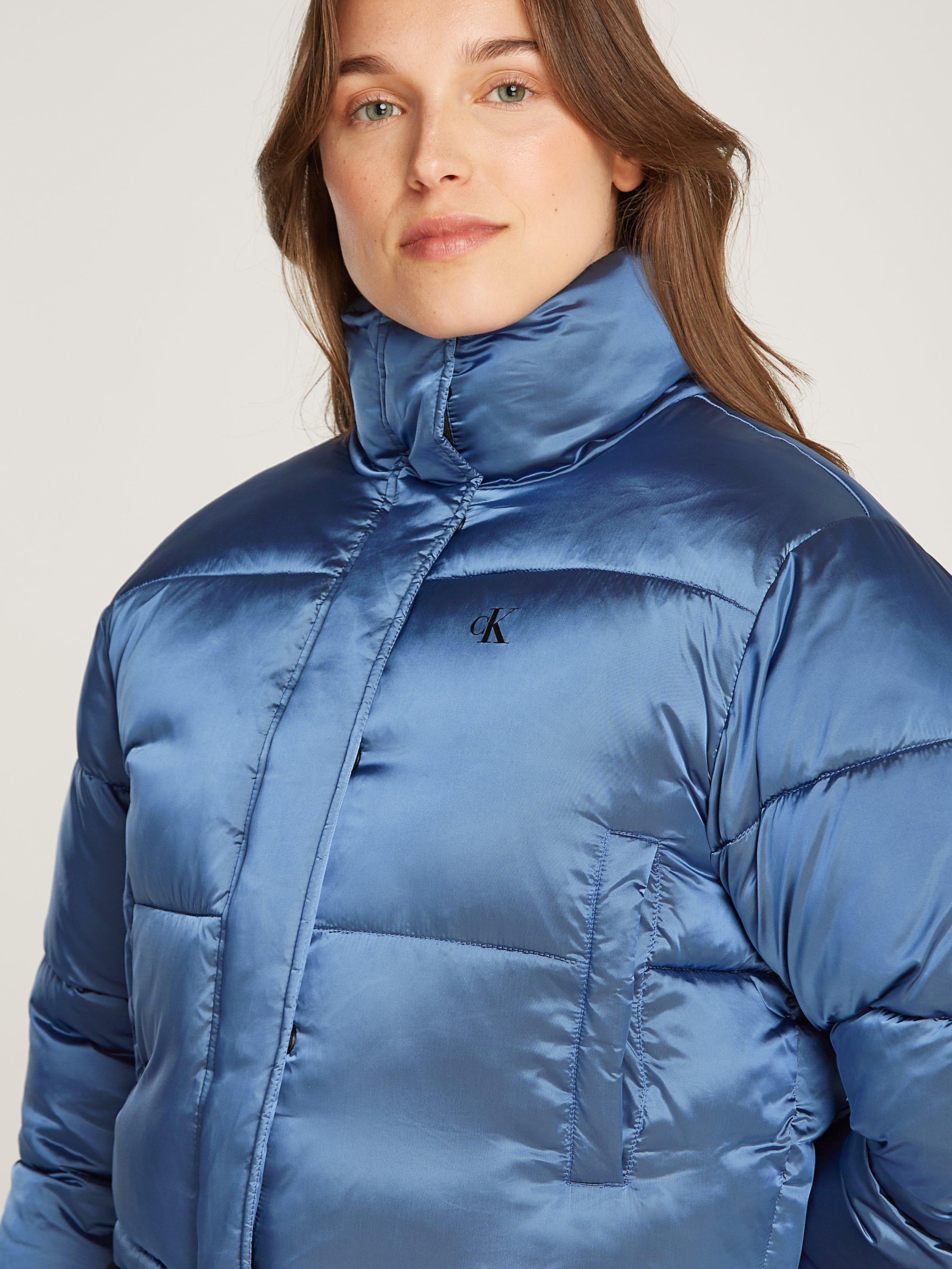 Calvin Klein Jeans Shiny Cropped Puffer Jacket, China Blue Calvin Klein Jeans Shiny Cropped Puffer Jacket, China Blue