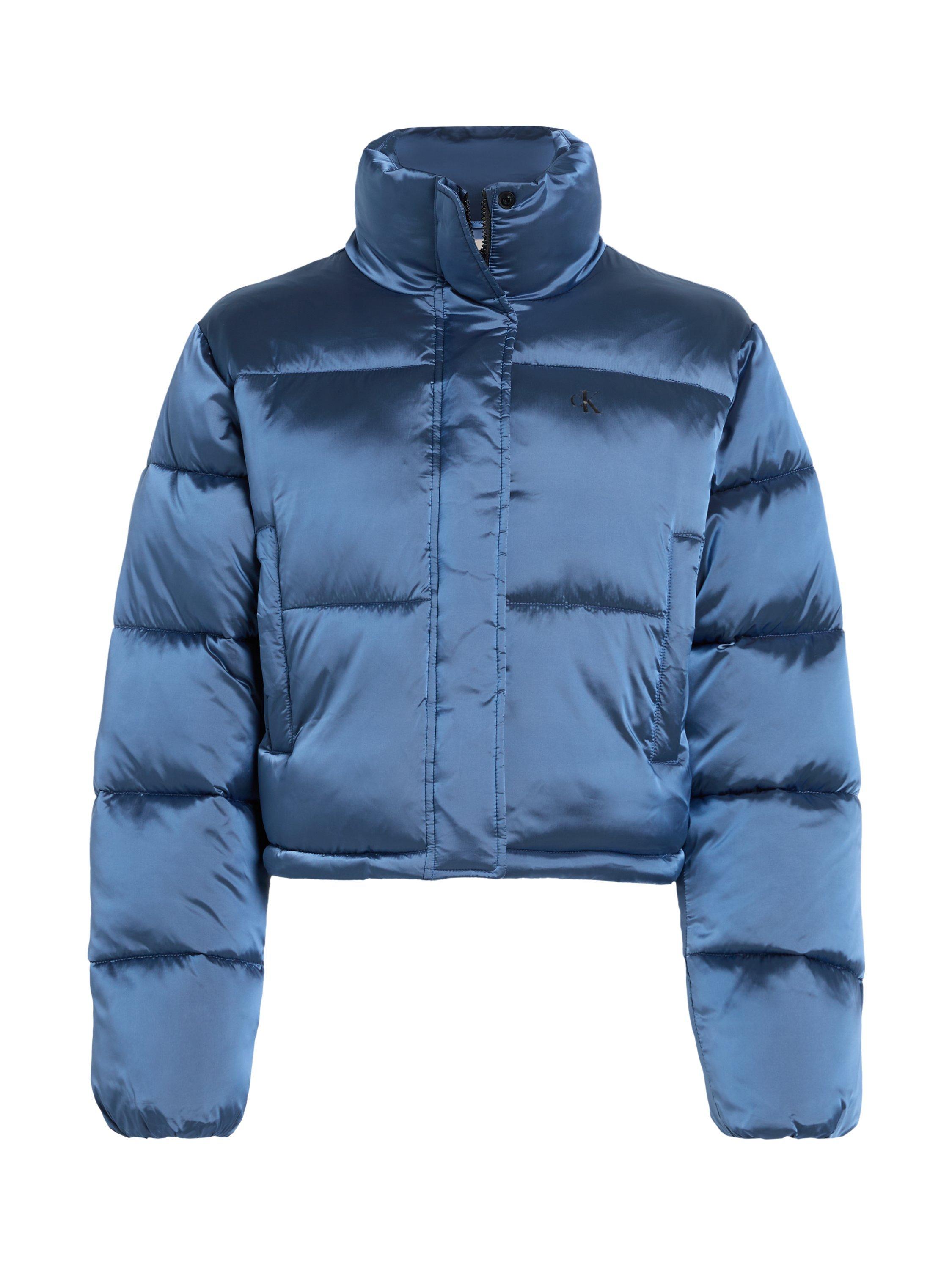 Calvin Klein Jeans Shiny Cropped Puffer Jacket, China Blue Calvin Klein Jeans Shiny Cropped Puffer Jacket, China Blue