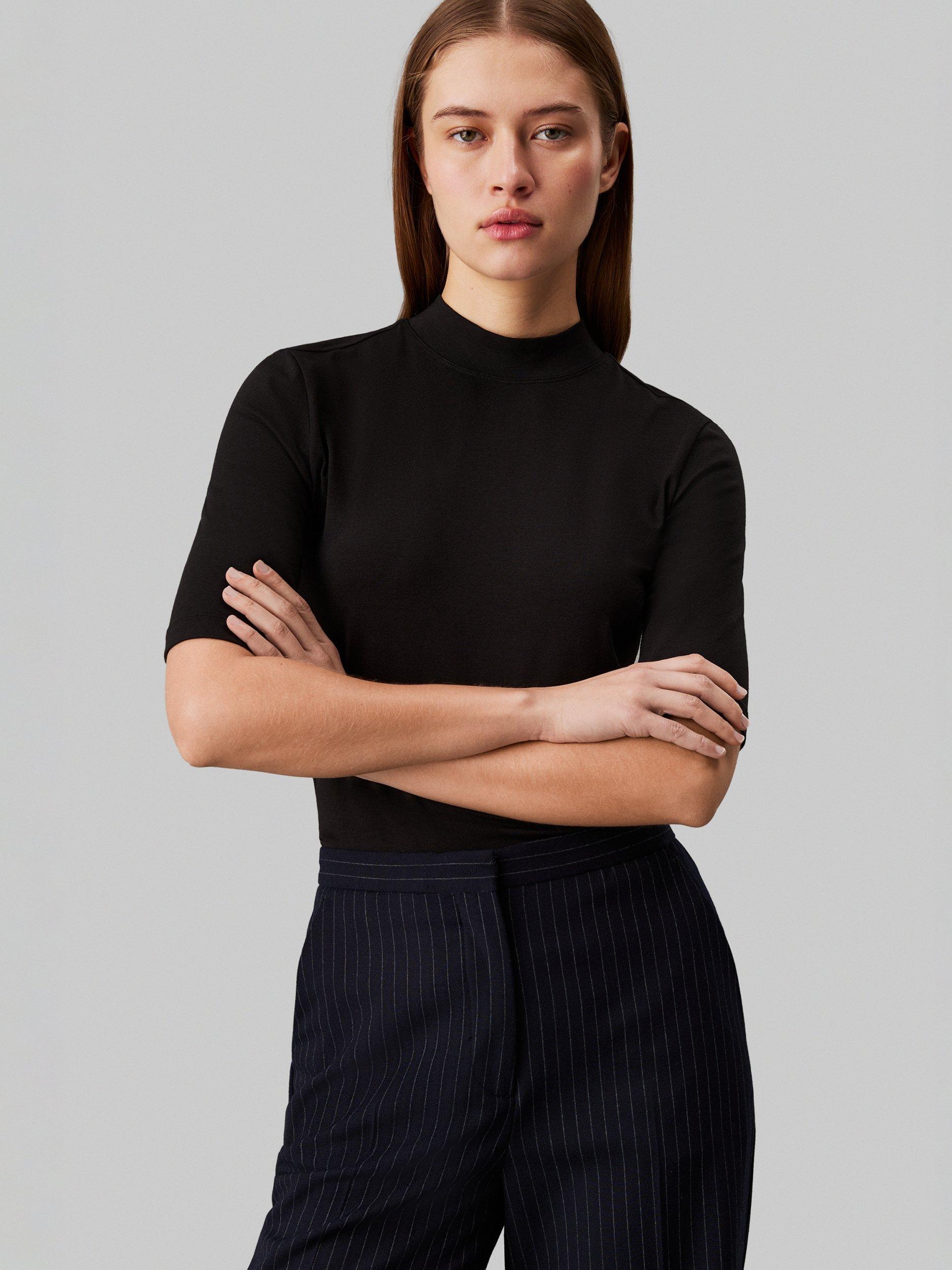 Calvin Klein Jeans Organic Cotton Blend Stretch Top, Black
