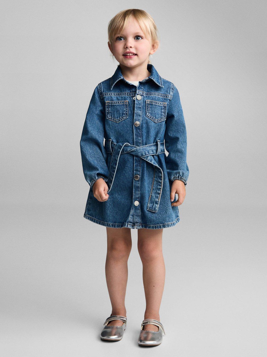 Mango Kids Aina Denim Dress Open Blue