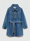 Mango Kids' Aina Denim Dress, Open Blue