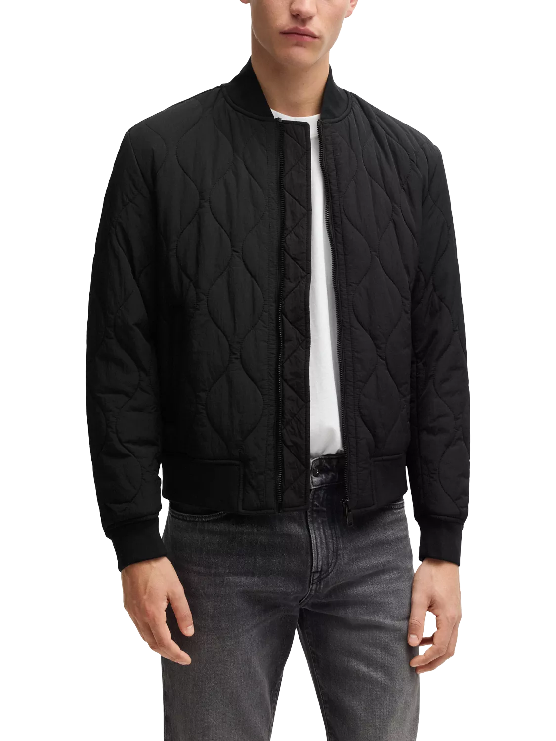 BOSS Quilted Bomber Jacket, Black