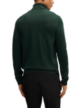 BOSS Roll Neck Wool Jumper, Open Green