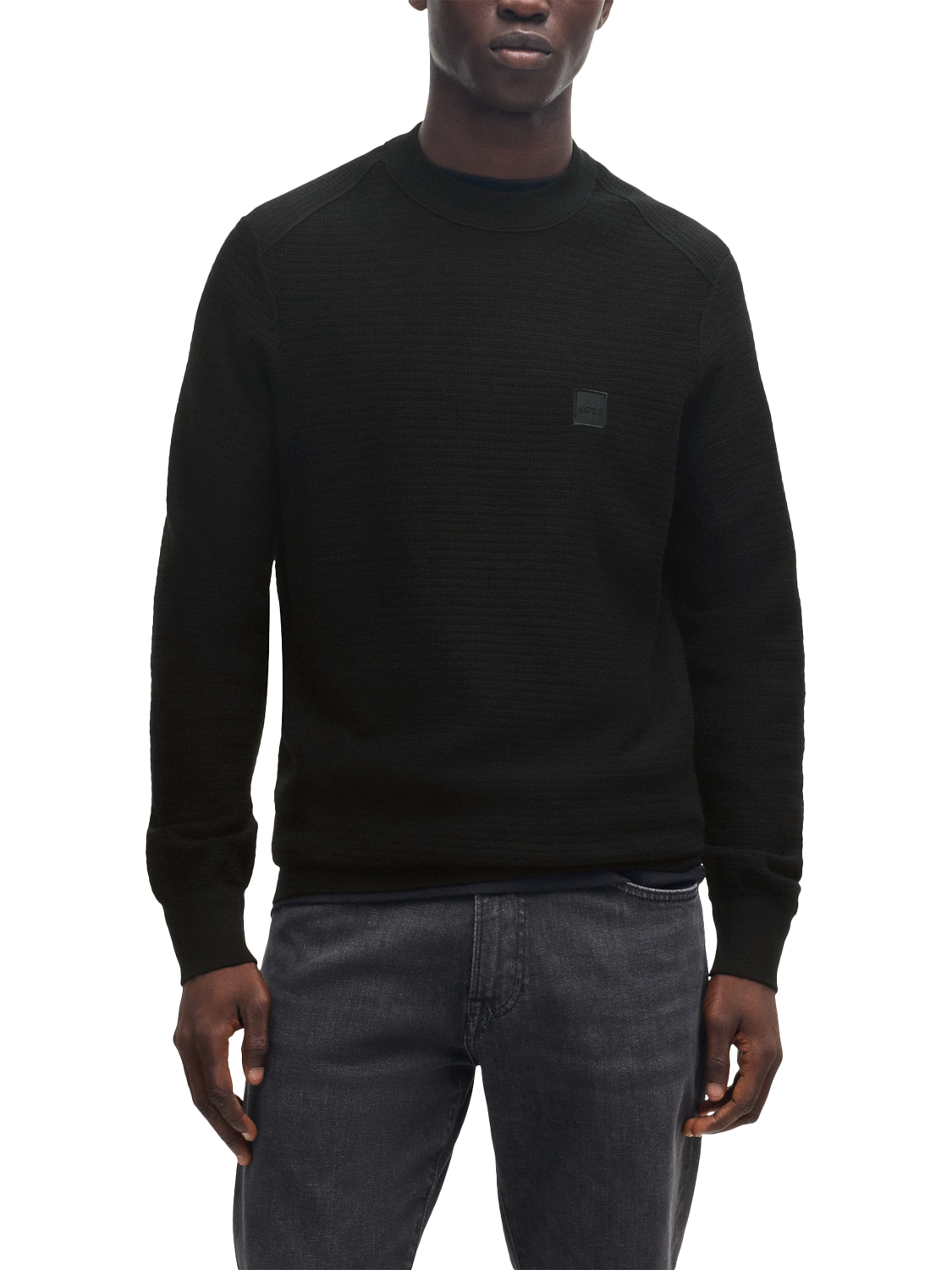 BOSS Cotton & Cashmere Blend Jumper, Black