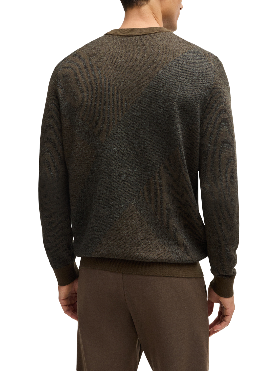 Product image 2 of 5, which shows BOSS Wool Crew Neck Jumper, Olive/Multi, XXXL