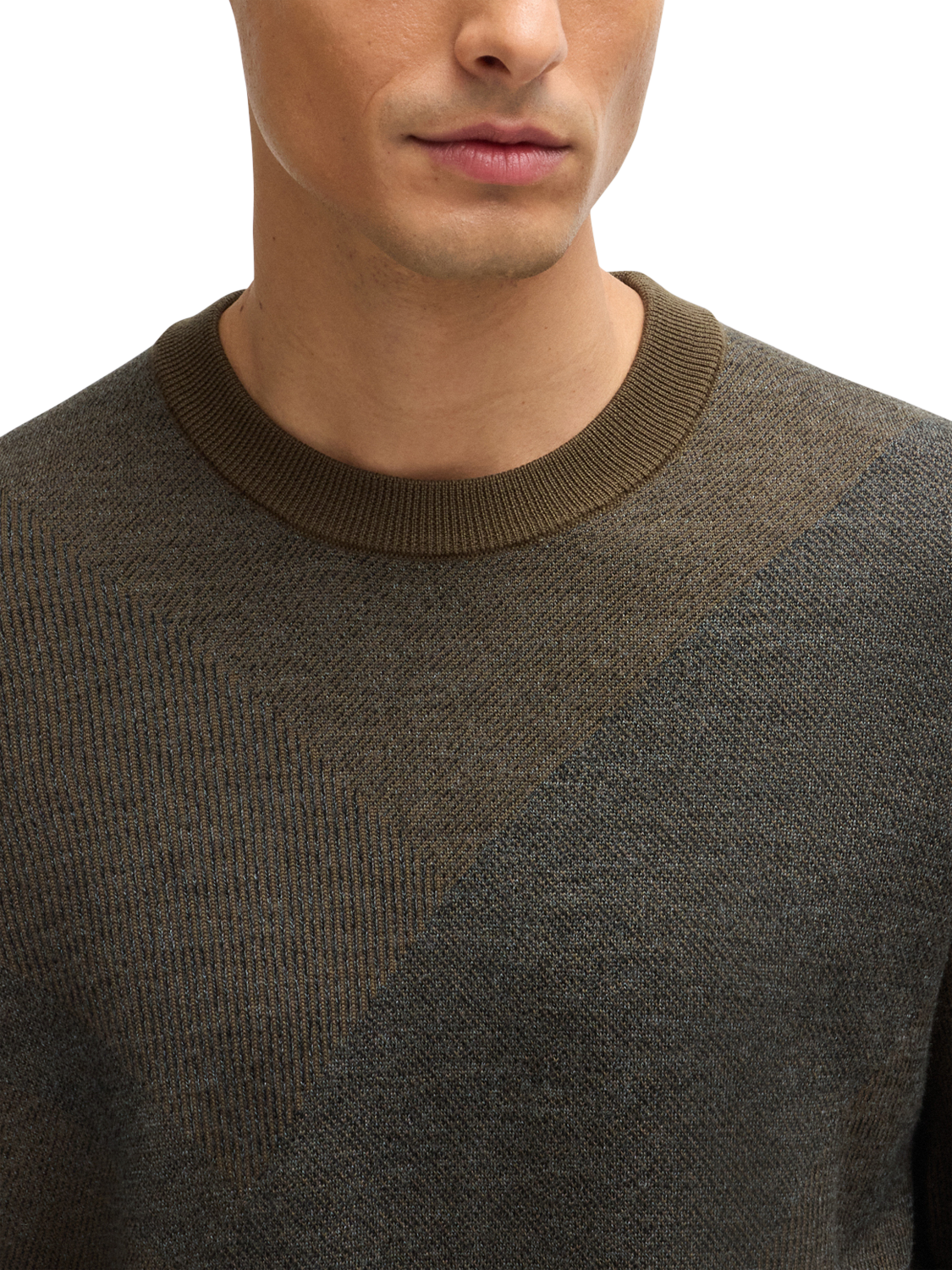 Product image 5 of 5, which shows BOSS Wool Crew Neck Jumper, Olive/Multi, XXXL