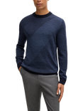 BOSS Crew Neck Wool Jumper, Dark Blue