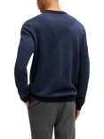 BOSS Crew Neck Wool Jumper, Dark Blue