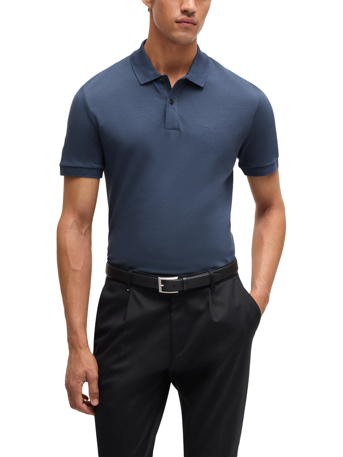 BOSS Short Sleeve Polo Shirt, Open Blue