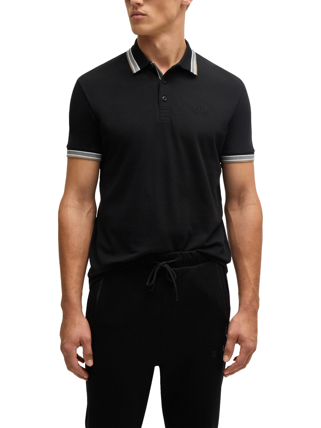 BOSS Essential Short Sleeve Polo Shirt Charcoal