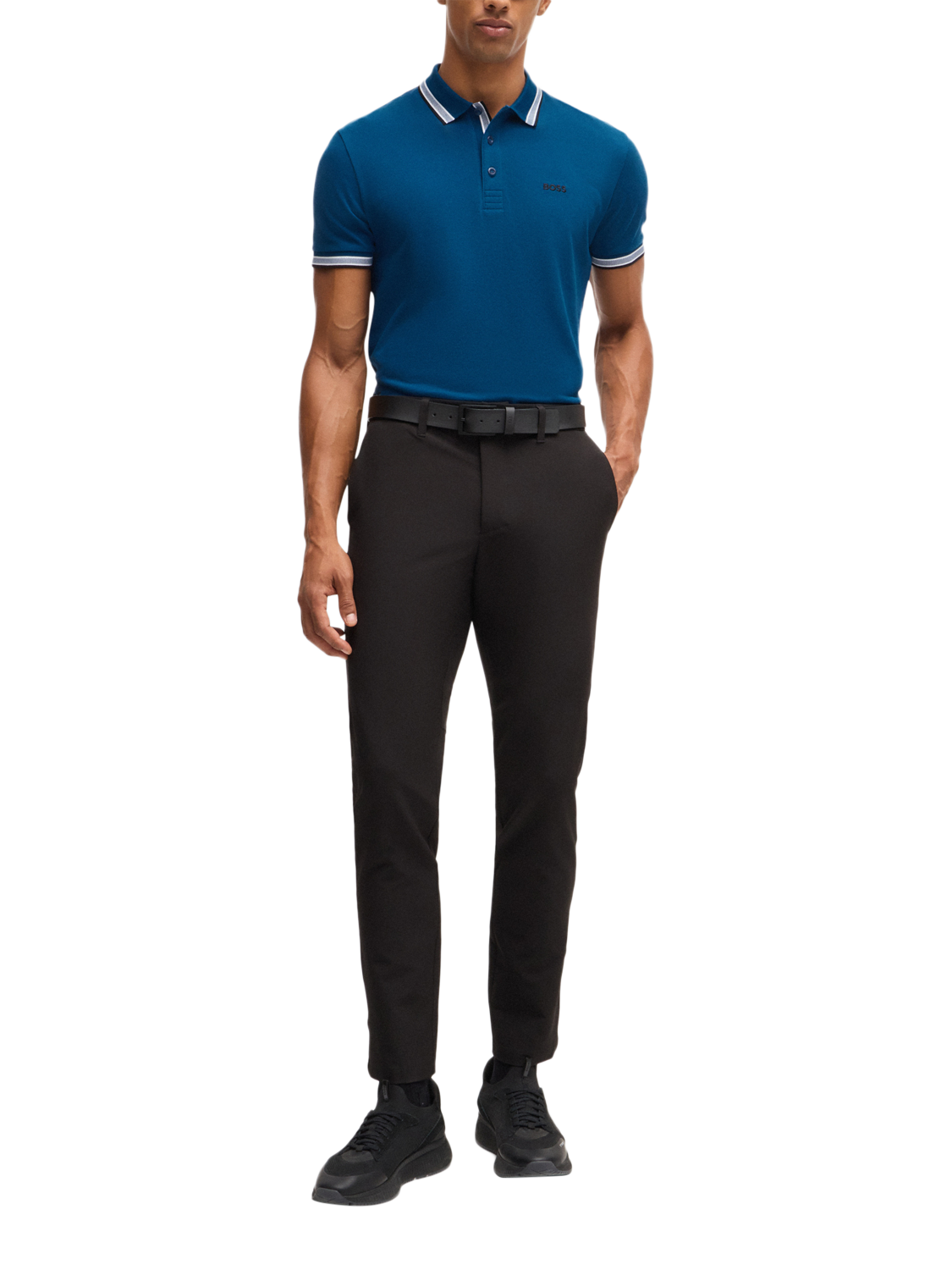 Product image 3 of 5, which shows BOSS Essential Short Sleeve Polo Shirt, Open Blue, 4XL