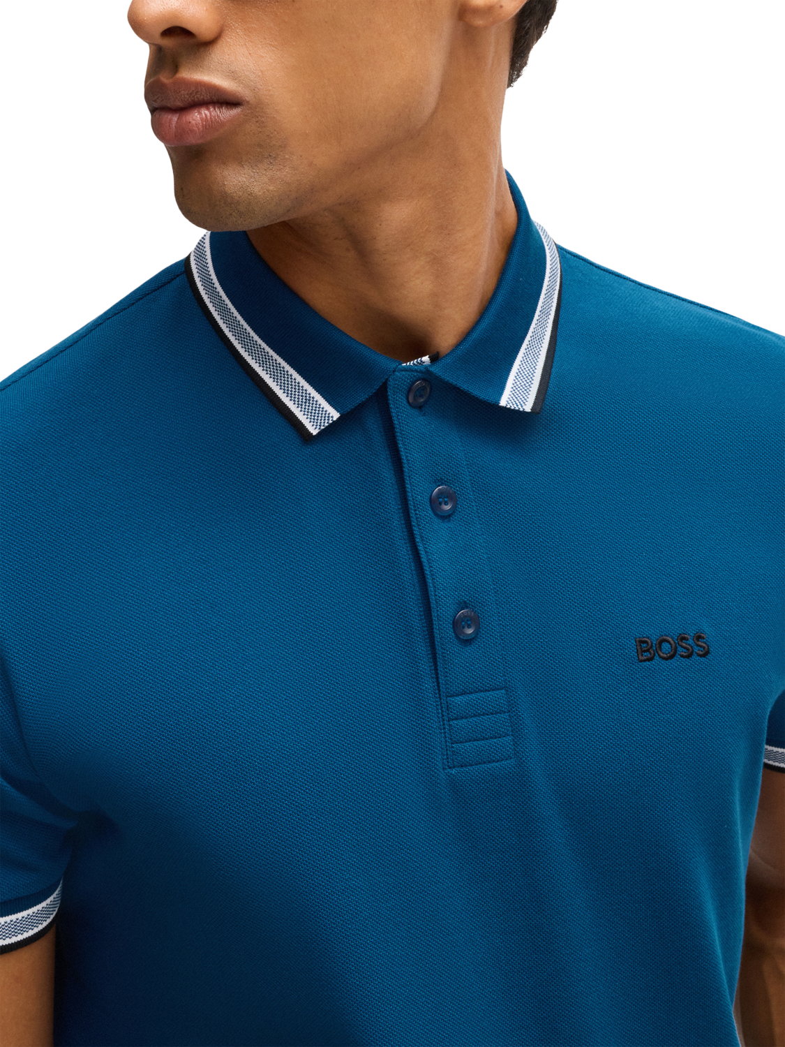 Product image 5 of 5, which shows BOSS Essential Short Sleeve Polo Shirt, Open Blue, 4XL