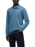 BOSS Cotton Blend Slim Fit Long Sleeve Polo Shirt