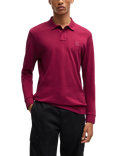 BOSS Cotton Blend Slim Fit Long Sleeve Polo Shirt