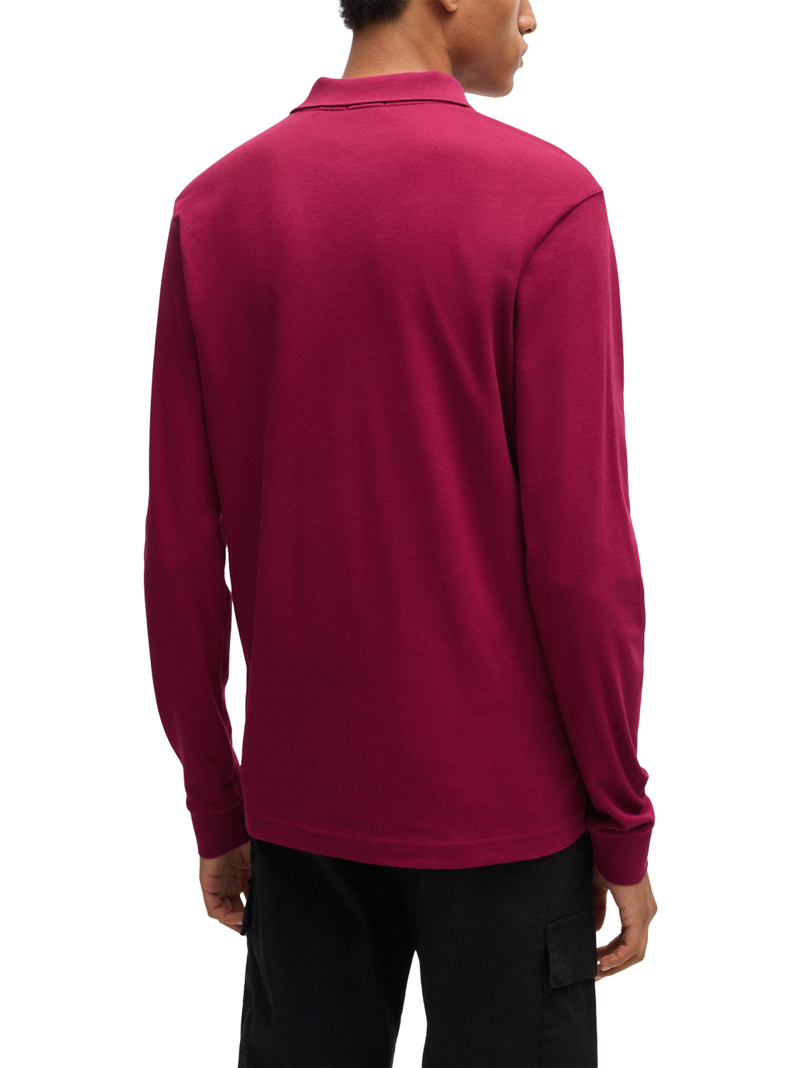 Product image 2 of 5, which shows BOSS Cotton Blend Slim Fit Long Sleeve Polo Shirt, Red, M