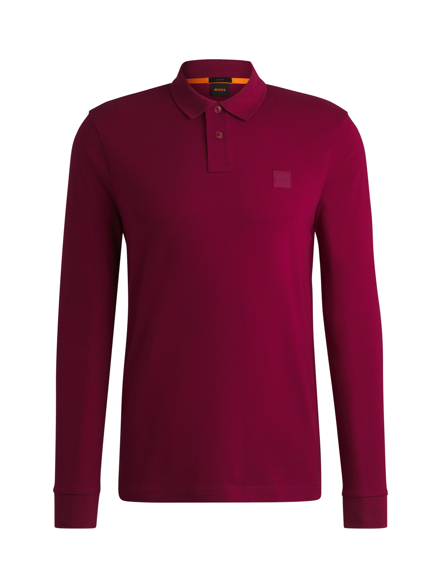 Product image 4 of 5, which shows BOSS Cotton Blend Slim Fit Long Sleeve Polo Shirt, Red, M