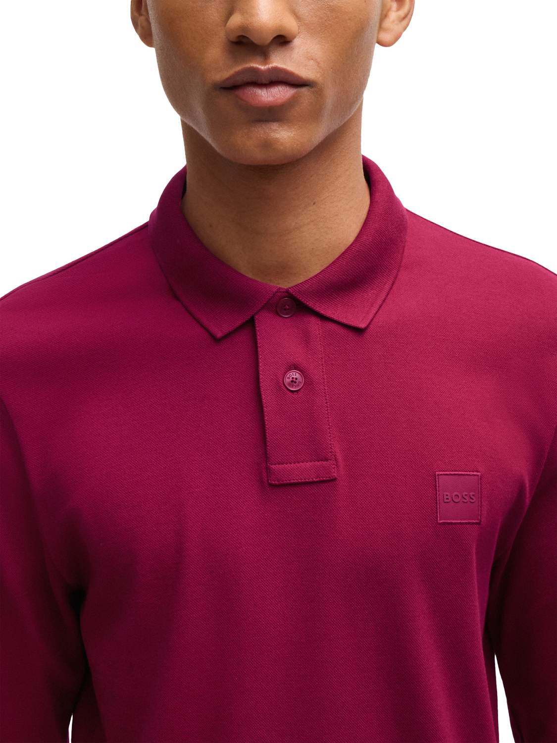 Product image 5 of 5, which shows BOSS Cotton Blend Slim Fit Long Sleeve Polo Shirt, Red, M