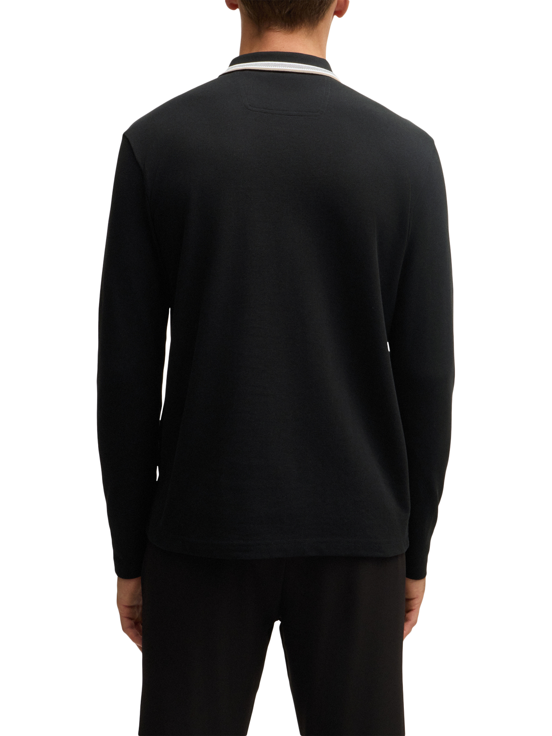 Product image 2 of 5, which shows BOSS Cotton Regular Fit Long Sleeve Polo Shirt, Charcoal, L