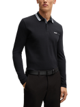 BOSS Cotton Regular Fit Long Sleeve Polo Shirt, Navy