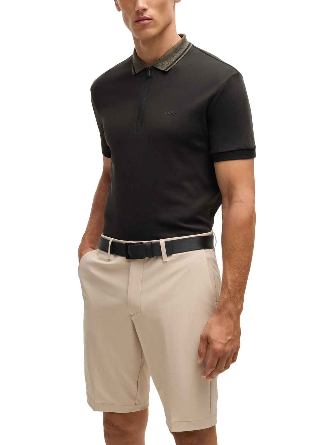 Product image 1 of 5, which shows HUGO BOSS BOSS Short Sleeve Polo Shirt, Black, M