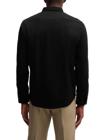 BOSS Cotton Regular Fit Logo Shirt - view 2, Black