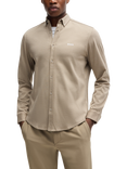 BOSS Cotton Regular Fit Logo Shirt, Beige