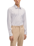 BOSS Slim Fit Long Sleeve Cotton Blend Shirt, Medium Beige