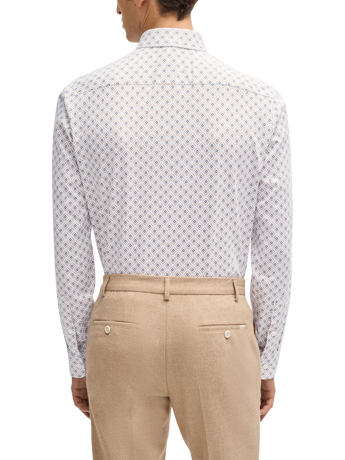 Product image 2 of 6, which shows BOSS Slim Fit Long Sleeve Cotton Blend Shirt, Medium Beige, XL