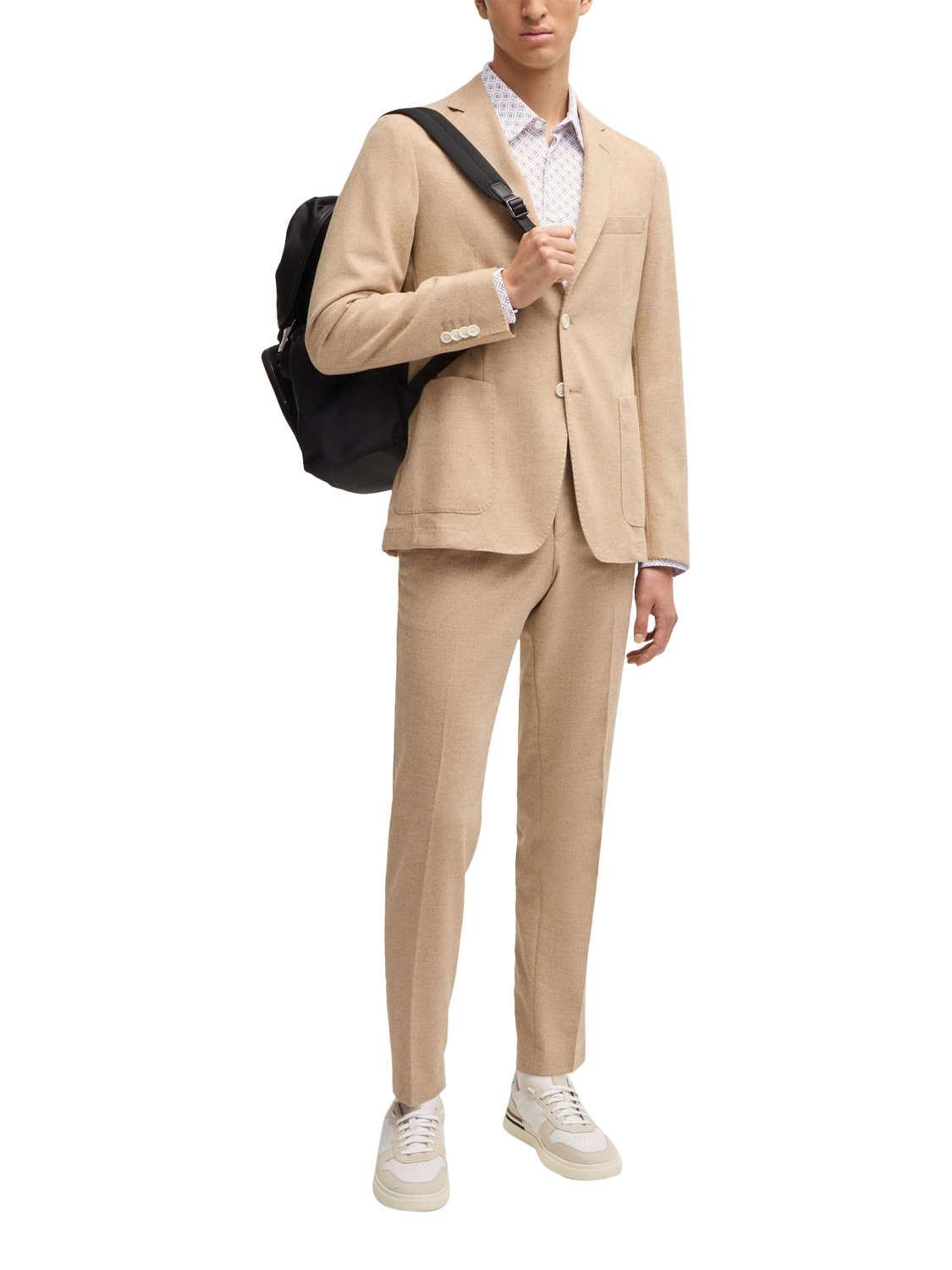 Product image 3 of 6, which shows BOSS Slim Fit Long Sleeve Cotton Blend Shirt, Medium Beige, XL