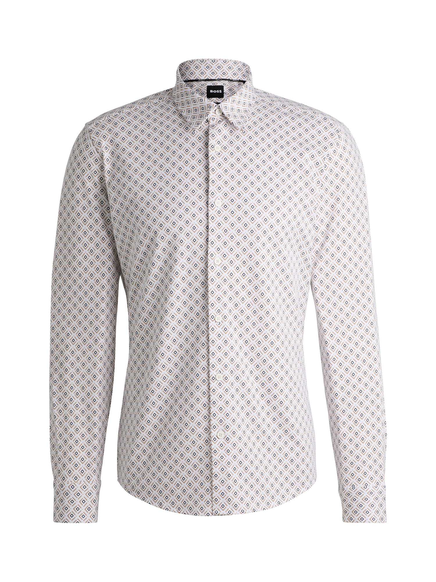 Product image 4 of 6, which shows BOSS Slim Fit Long Sleeve Cotton Blend Shirt, Medium Beige, XL