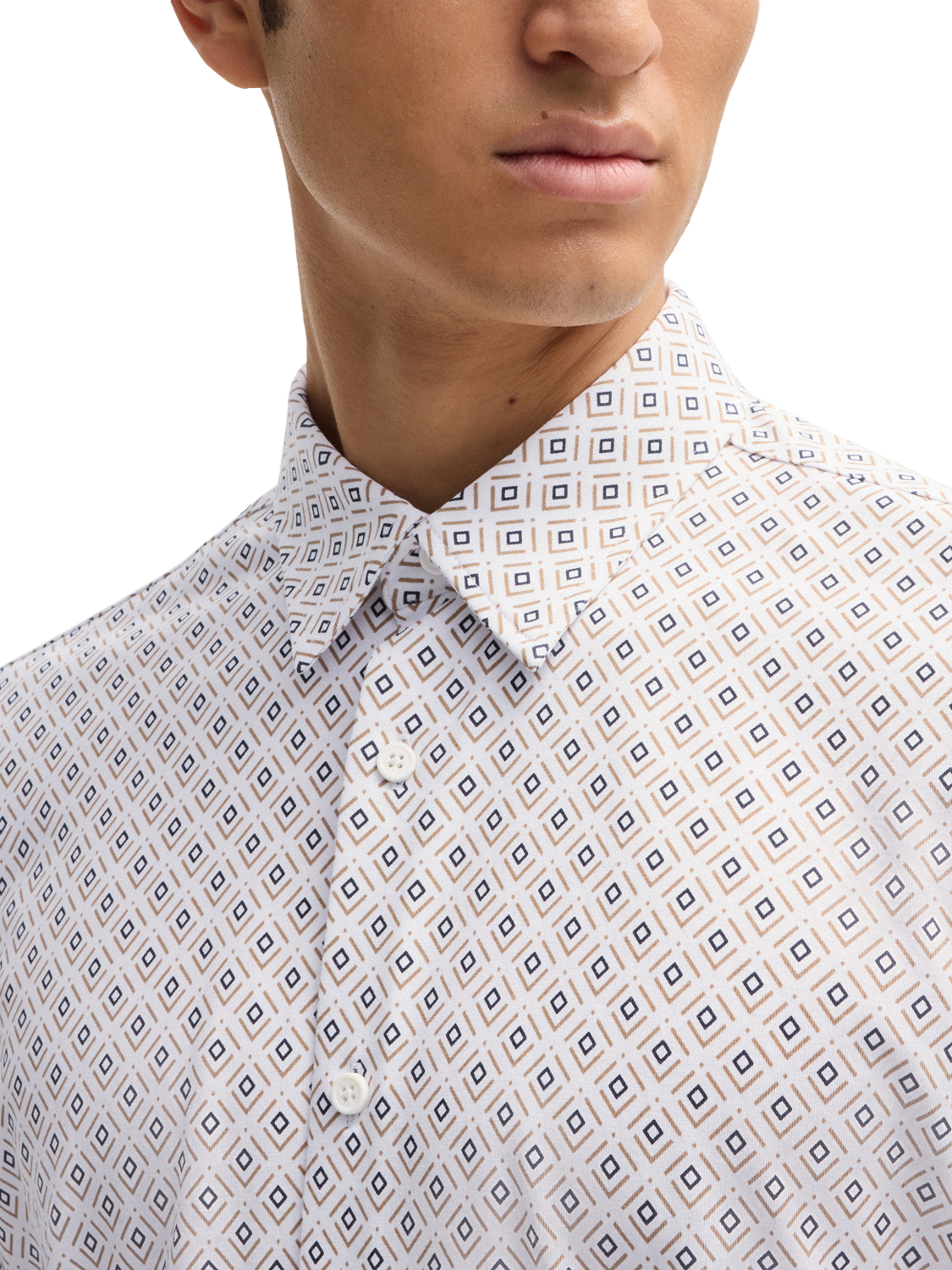 Product image 5 of 6, which shows BOSS Slim Fit Long Sleeve Cotton Blend Shirt, Medium Beige, XL